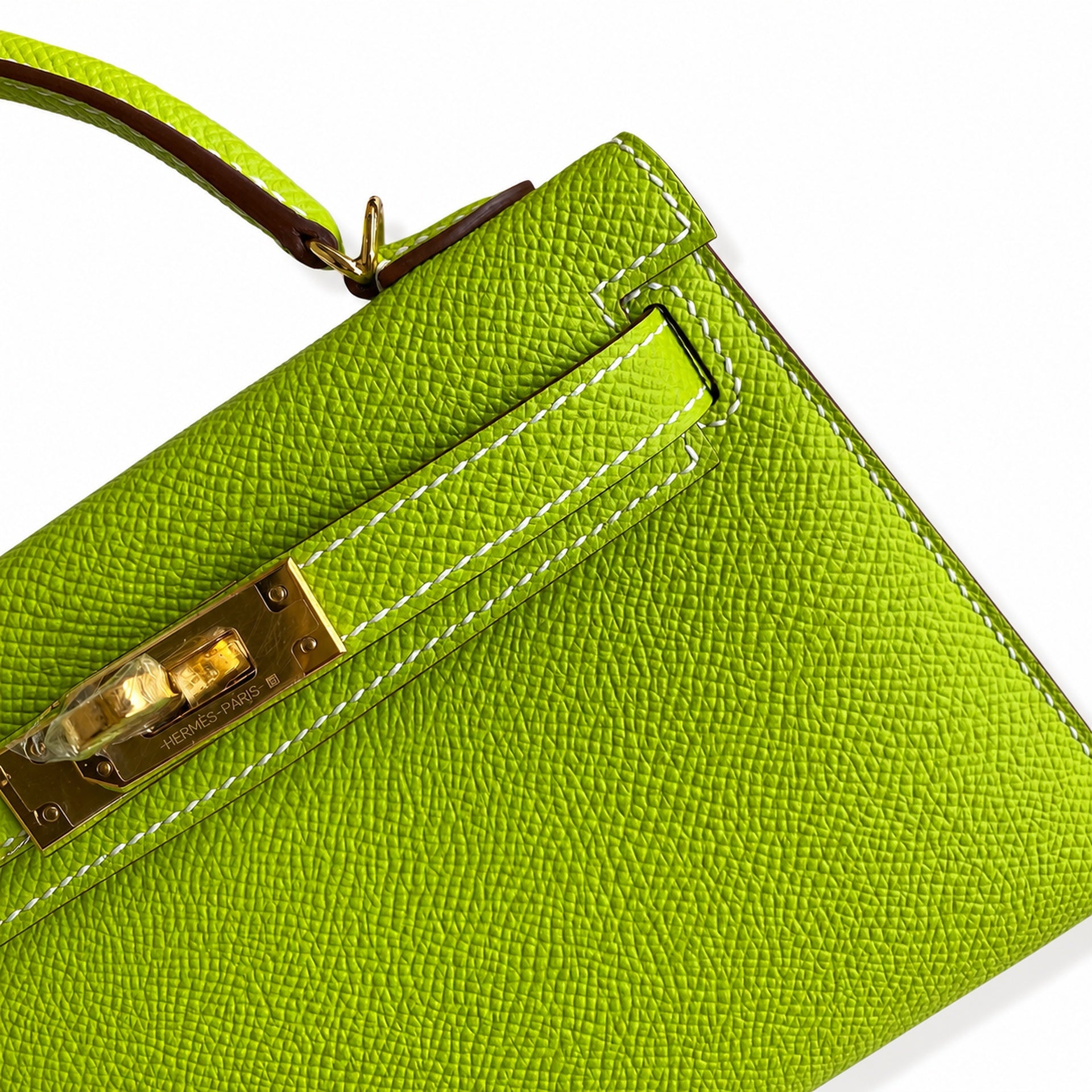 Hermès Kelly Sellier 19 Vert Pomme Epsom Gold Hardware
