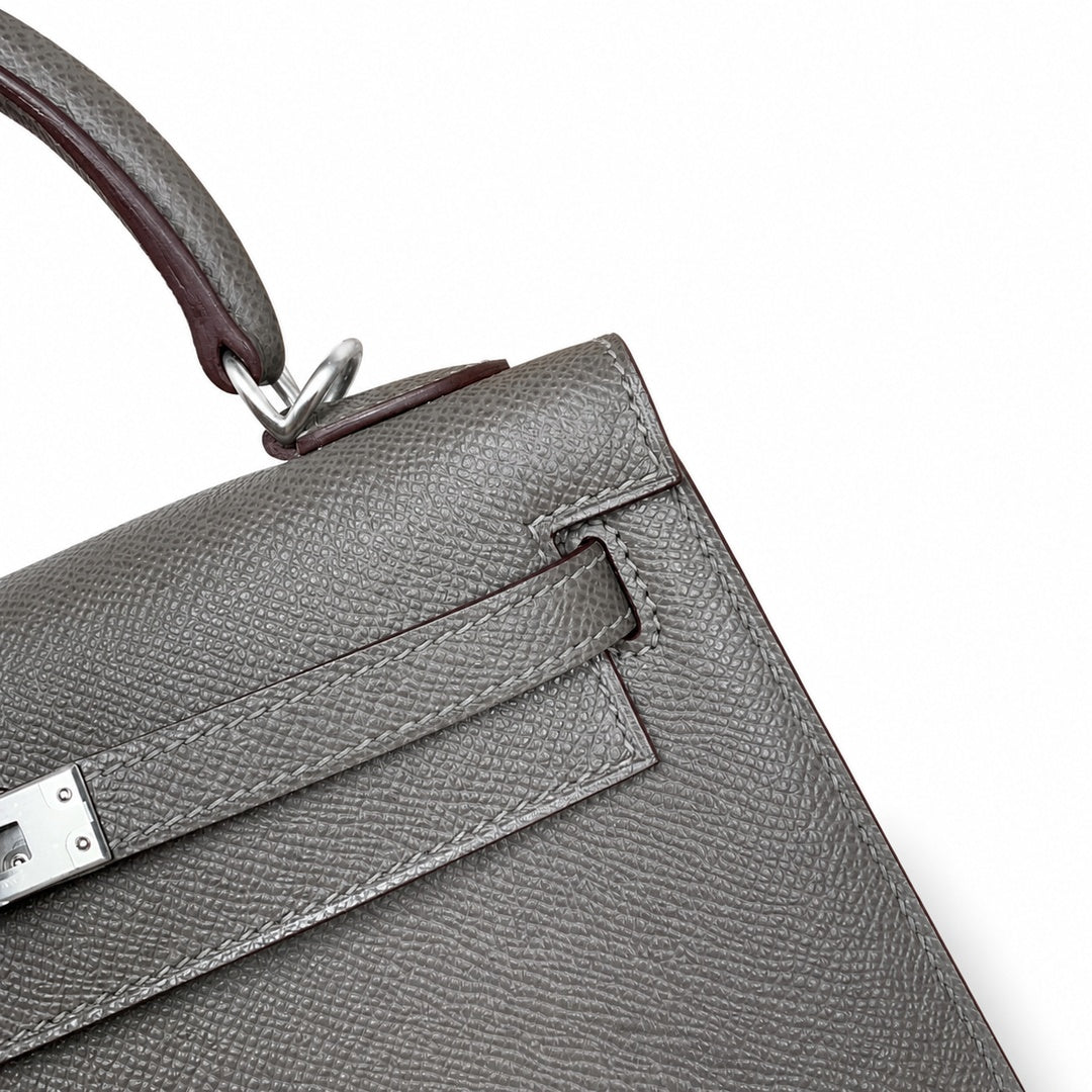 Hermès Kelly Sellier 25cm Pewter Epsom Calf Leather Palladium Hardware
