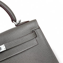 Hermès Kelly Sellier 25cm Pewter Epsom Calf Leather Palladium Hardware