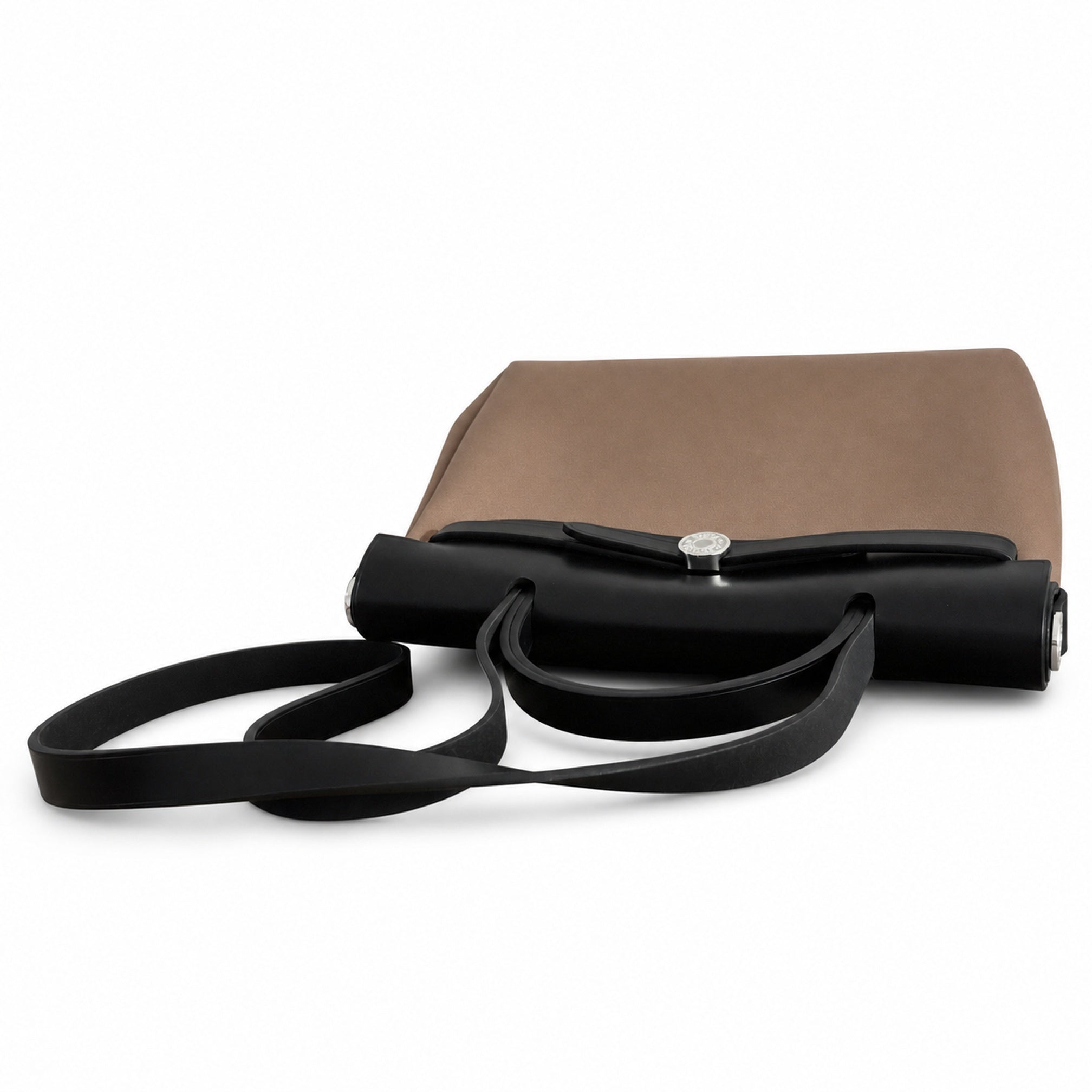 Hermès Herbag Zip 31 Beige Sable Plain Toile H / Noir Vache Hunter Leather Palladium Hardware