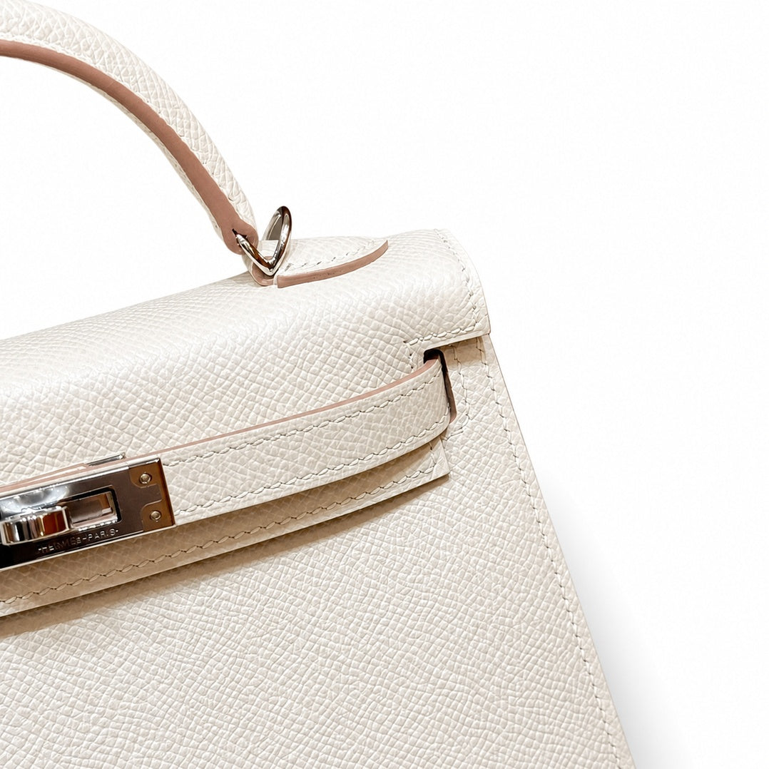 Hermès Mini Kelly II 20 Craie Epsom Calf Leather Palladium Hardware