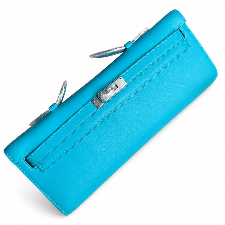 Hermès Kelly Cut 31 Turquoise Swift Palladium Hardware