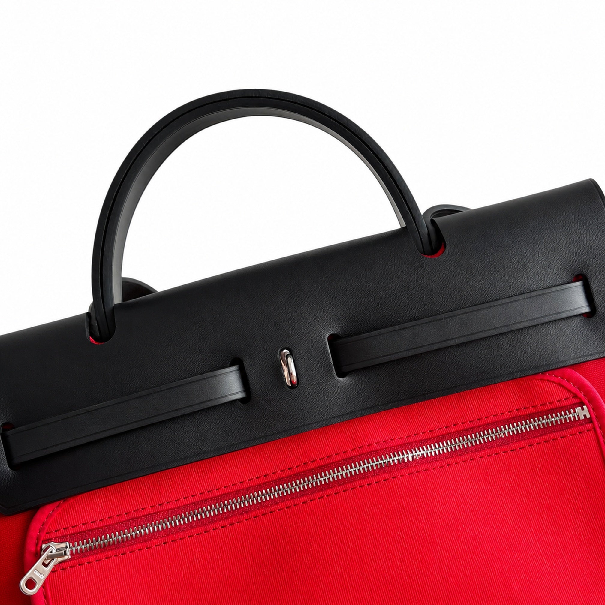 Hermès Herbag Zip 31 Berline Rouge Casaque Toile H / Noir Vache Calf Leather Palladium Hardware