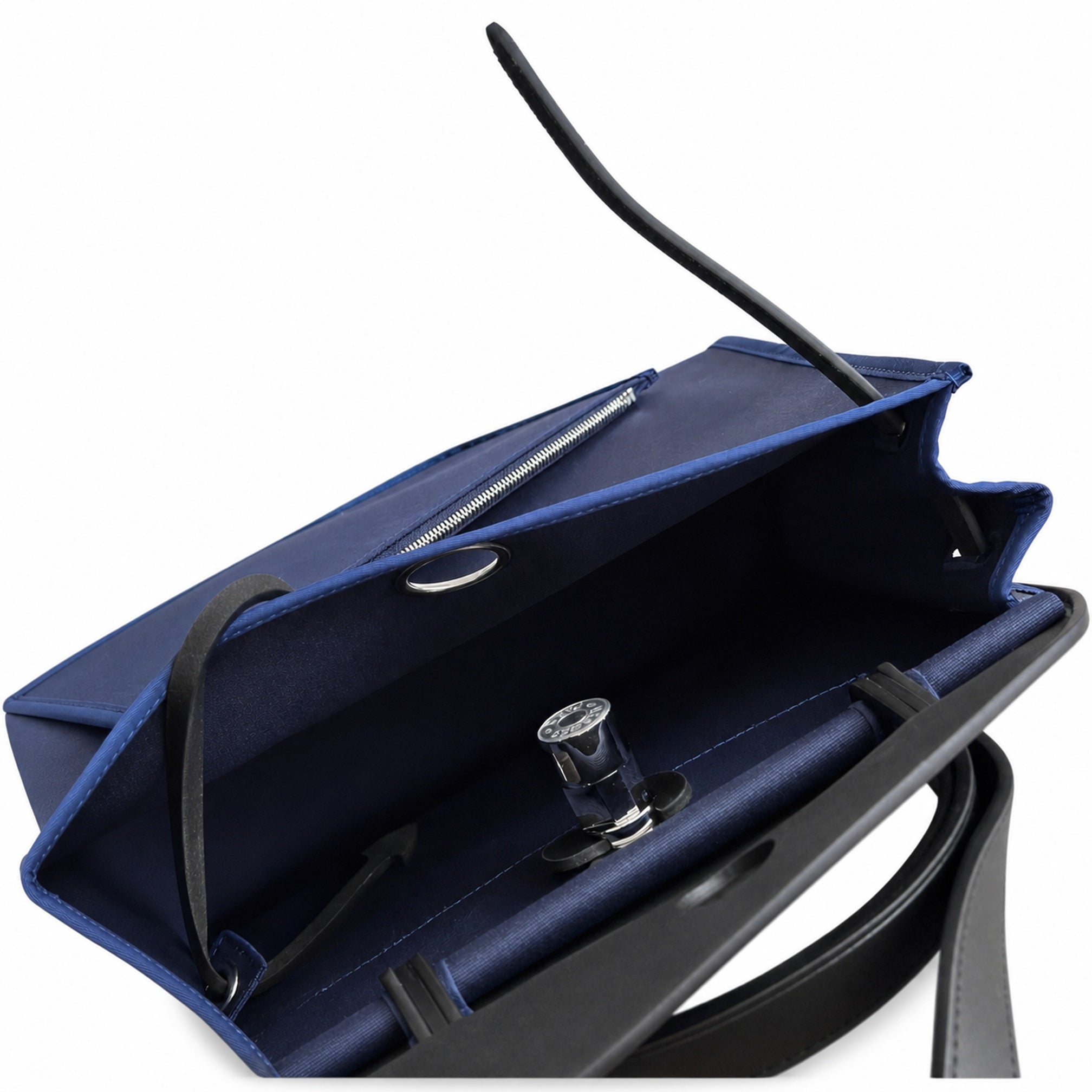 Hermès Herbag Zip 31 Navy Canvas & Black Calf Leather Palladium Hardware