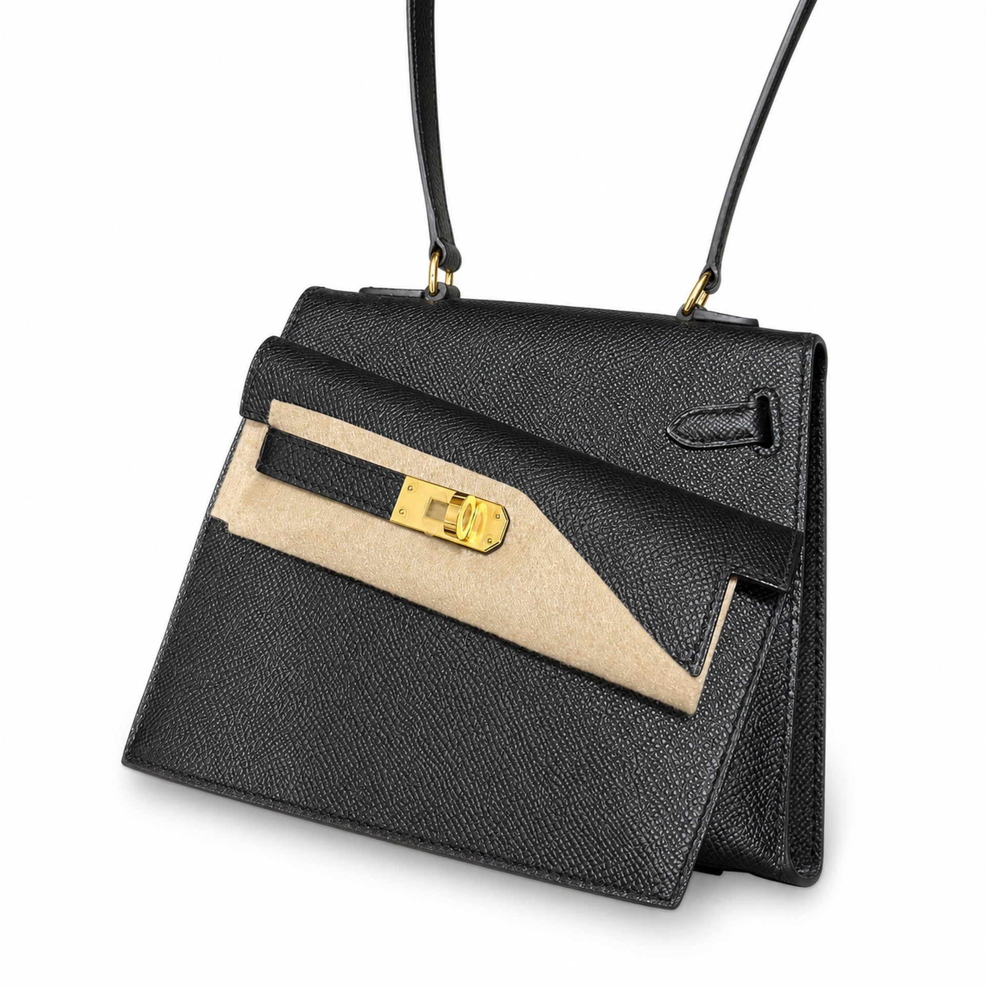 Hermès Kelly Desordre Sellier 20cm Noir Epsom Calf Leather Gold Hardware