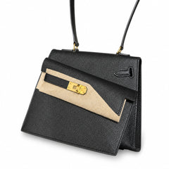 Hermès Kelly Desordre Sellier 20cm Noir Epsom Calf Leather Gold Hardware