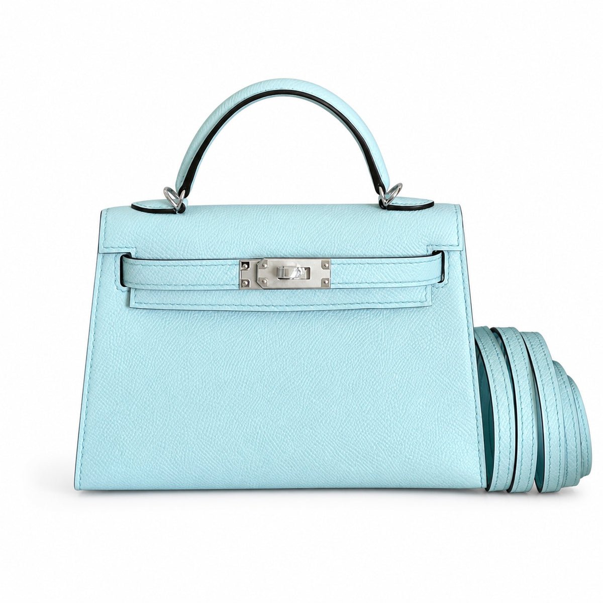 Hermès Mini Kelly Sellier II 19 Bleu Brume Epsom Calf Leather Palladium Hardware
