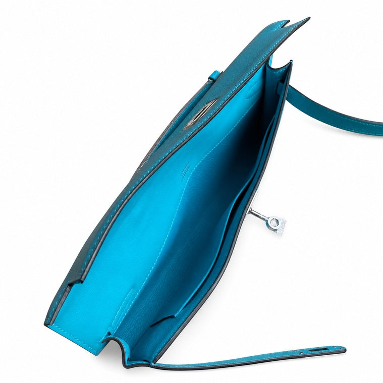 Hermès Kelly Cut 31 Turquoise Swift Palladium Hardware