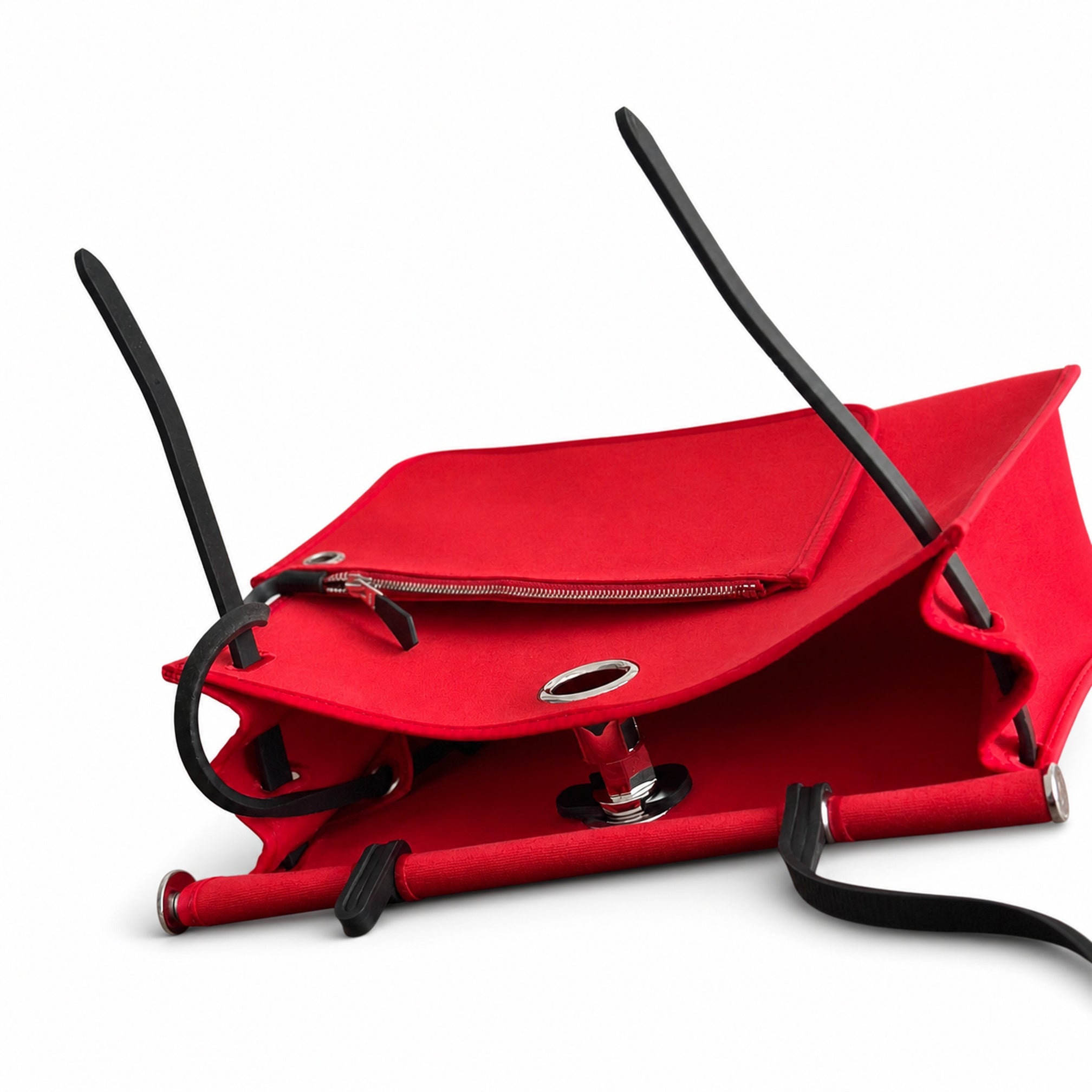 Hermès Herbag Zip 31 Berline Rouge Casaque Toile H / Noir Vache Calf Leather Palladium Hardware