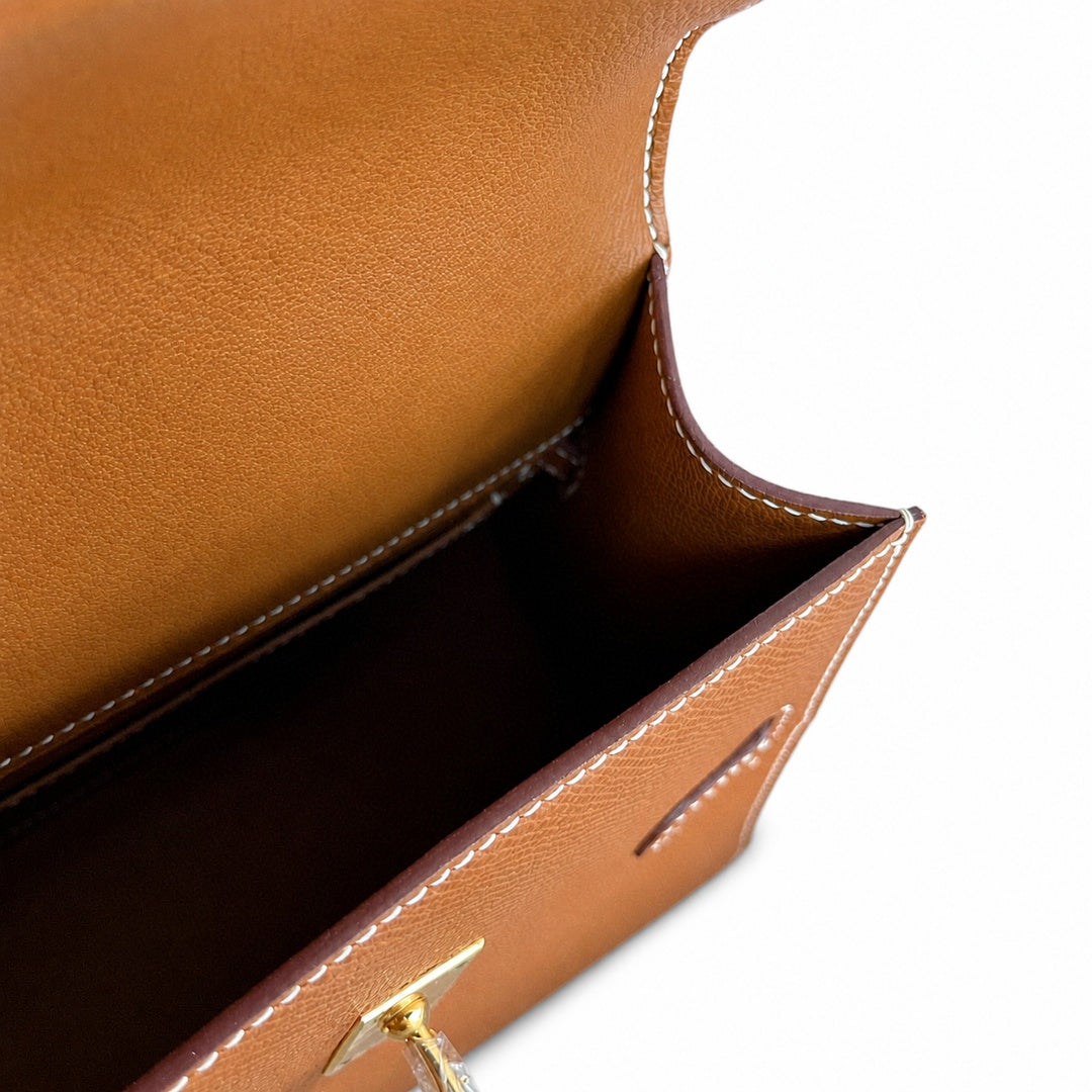 Hermès Kelly Desordre Sellier 20cm Gold Epsom Calf Leather Gold Hardware