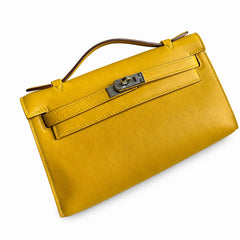 Hermès Kelly Pochette 22 9D Amber Yellow Swift Palladium Hardware