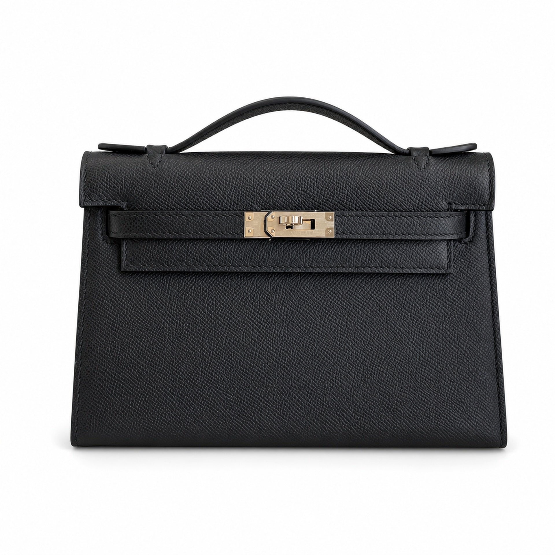 Kelly Pochette 22 Veau Epsom, Noir, Gold Hardware