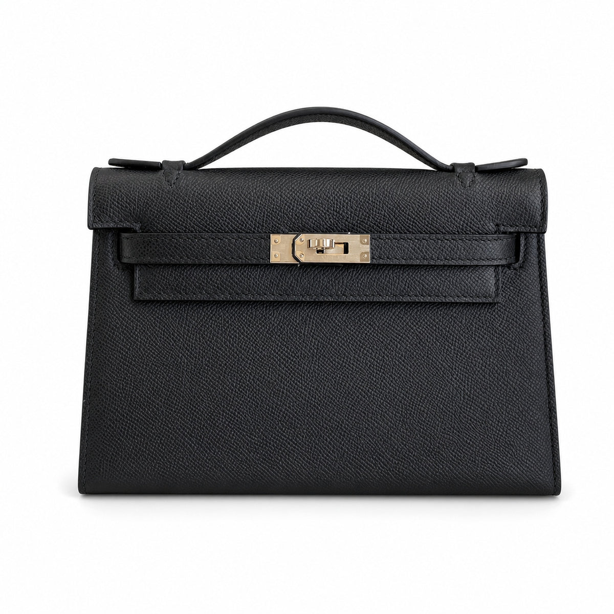 Kelly Pochette 22 Veau Epsom, Noir, Gold Hardware