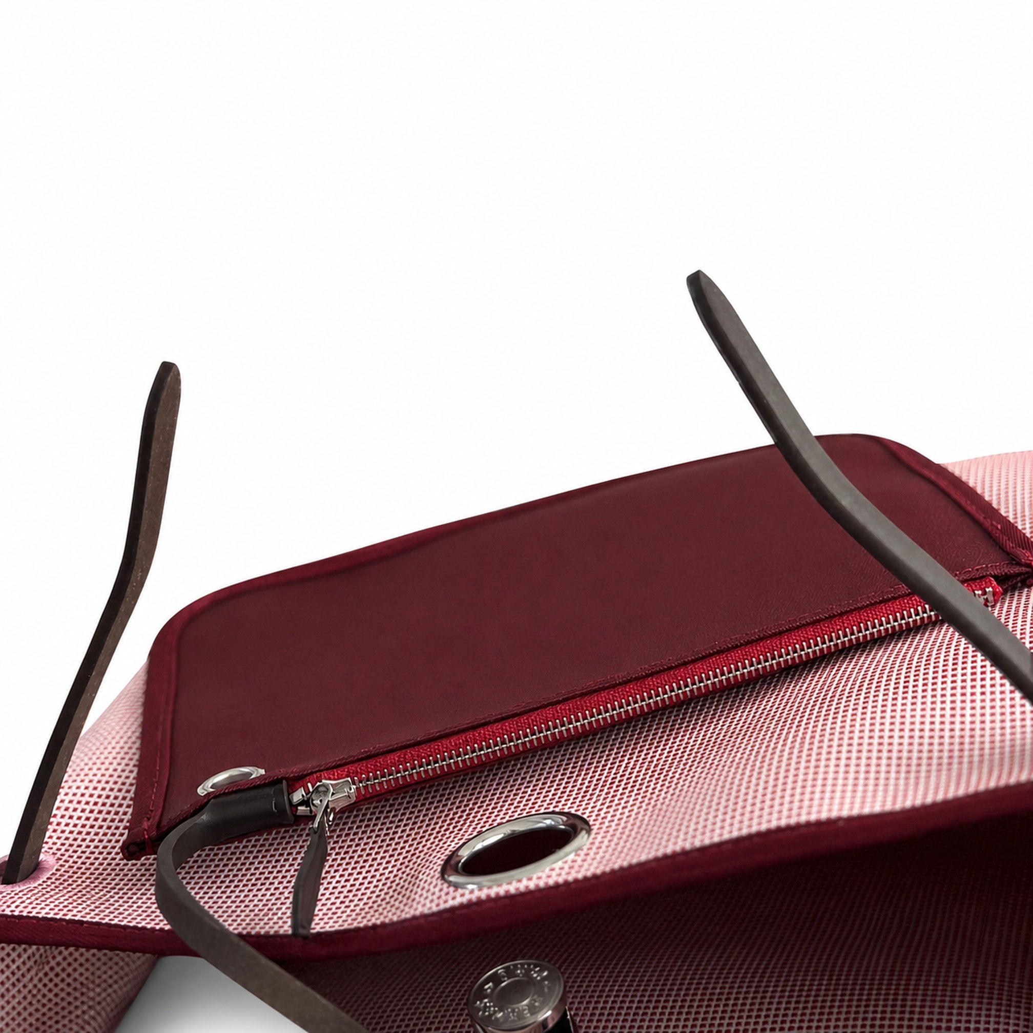 Hermès Herbag Zip 31 Rose Sakura Mini Grid Toile H / Noir Vache Hunter Leather Palladium Hardware