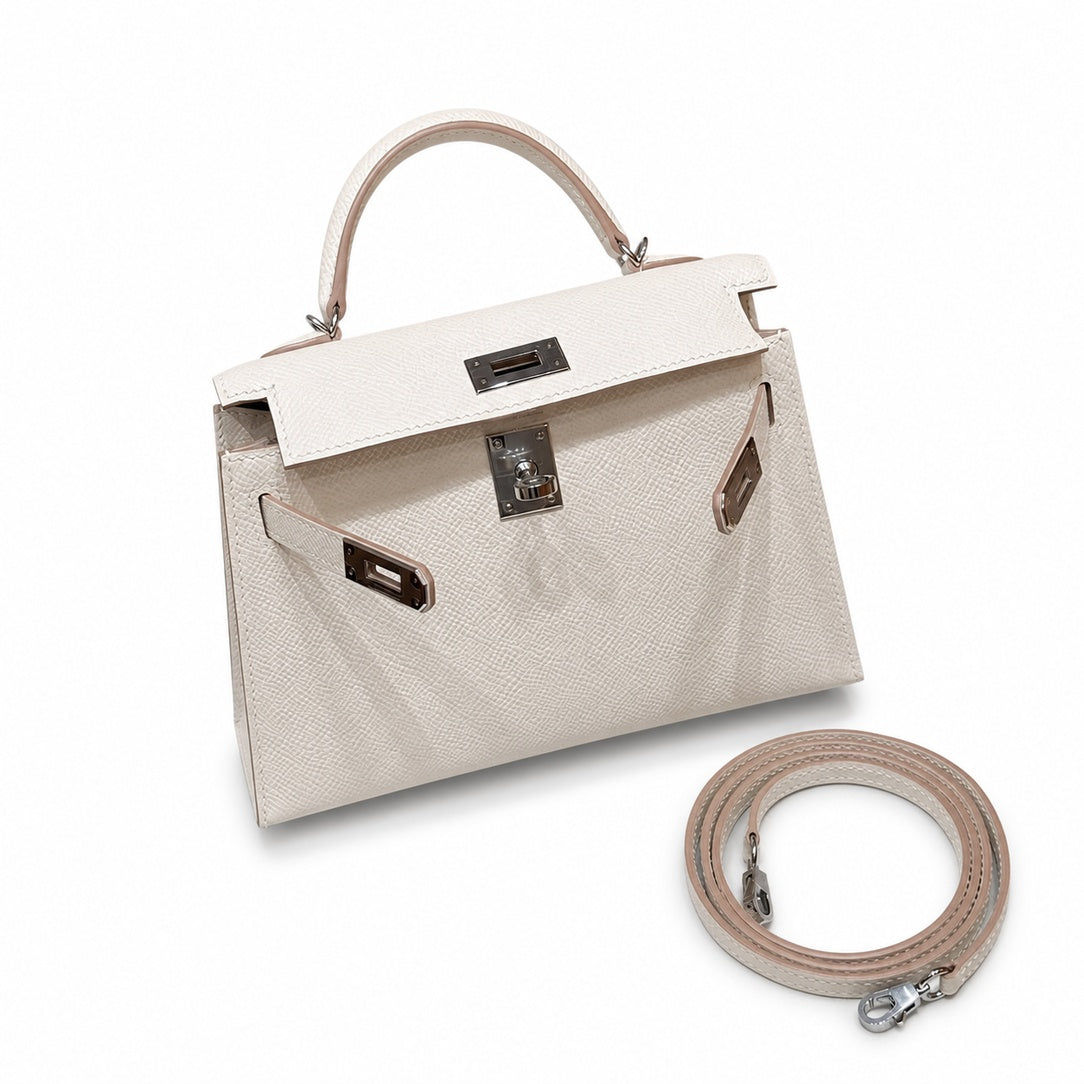 Hermès Mini Kelly II 20 Craie Epsom Calf Leather Palladium Hardware