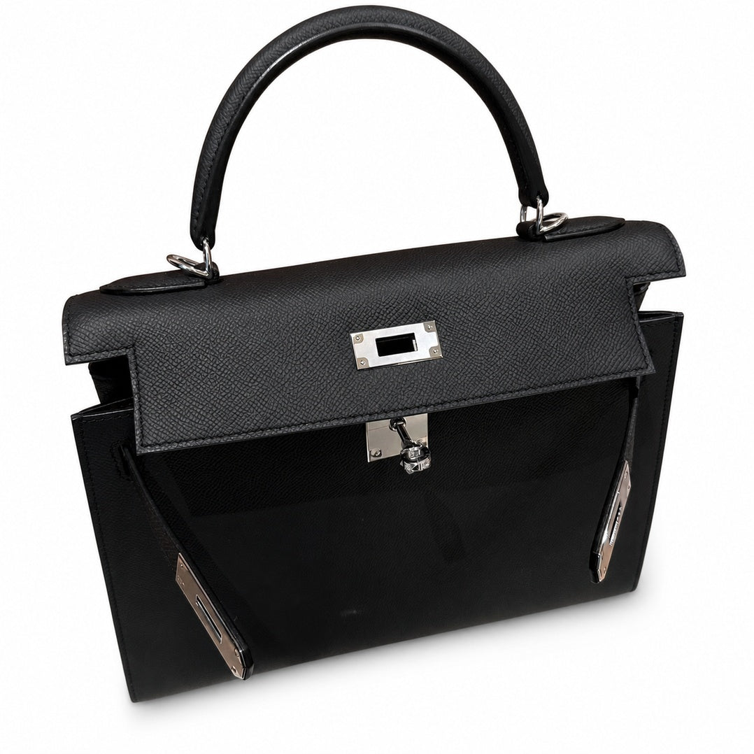 Hermès Kelly Sellier 32 Noir Epsom Calf Leather Palladium Hardware