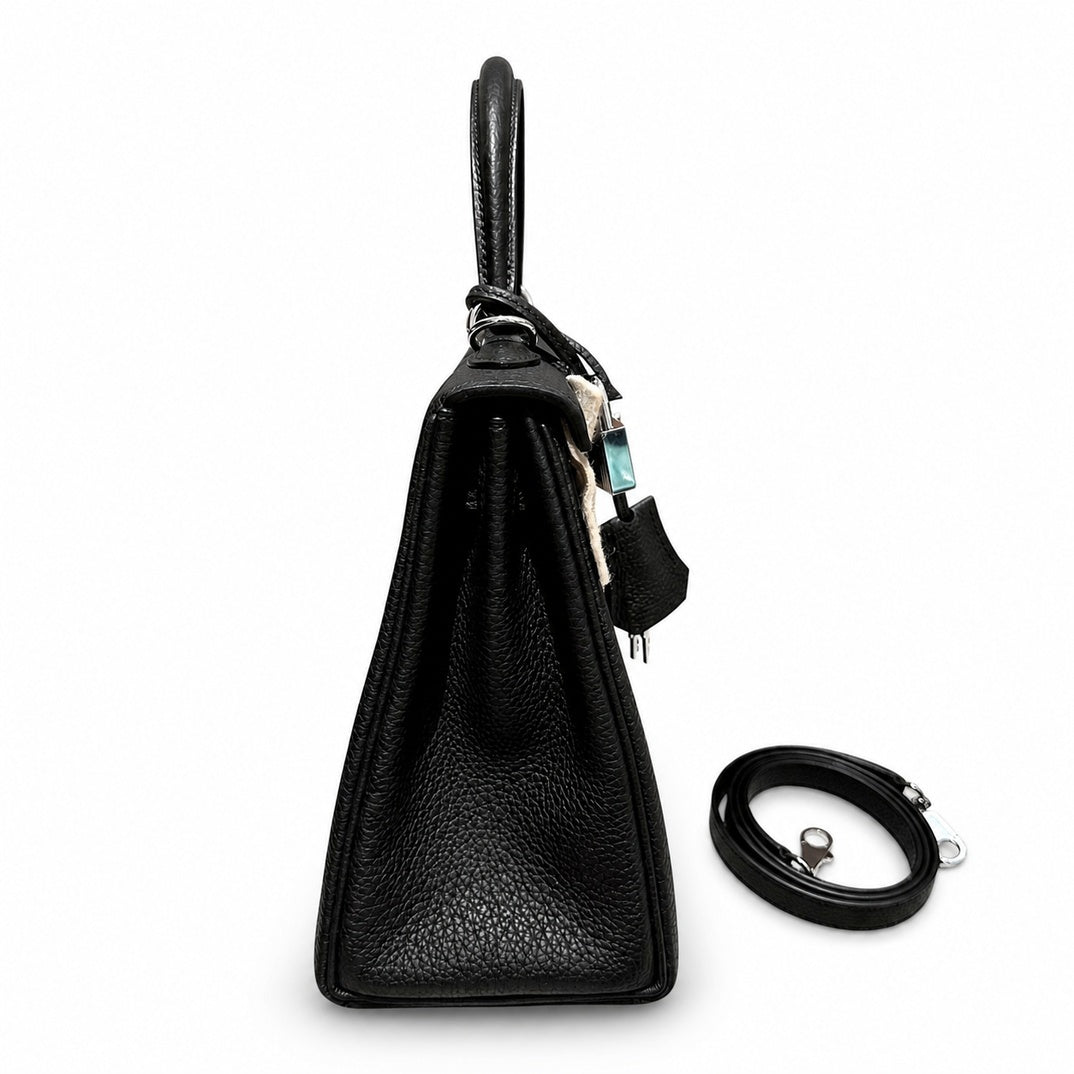 Hermès Kelly Retourne 25 Noir Togo Calf Leather Palladium Hardware