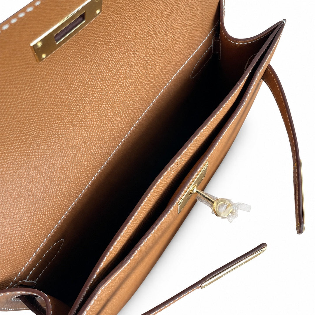 Hermès Kelly Dépêches 25cm Gold Epsom Calf Leather Gold Hardware