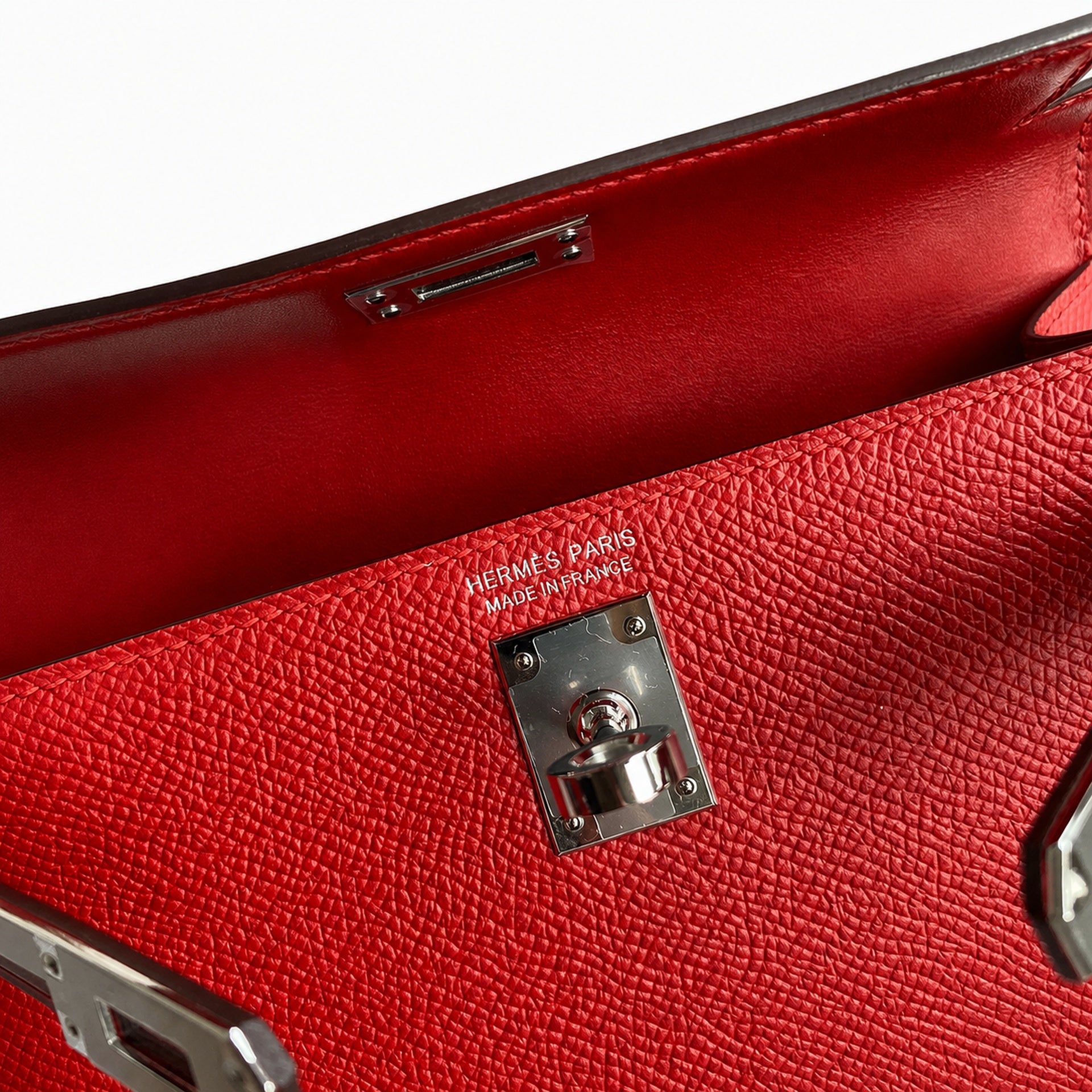 Hermès Kelly Sellier 19 Rouge Casaque Epsom Palladium Hardware