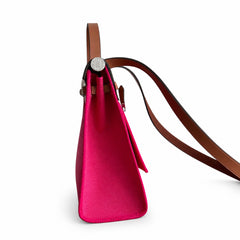 Hermès Herbag 31 Fuchsia Canvas & Caramel Calf Leather Palladium Hardware