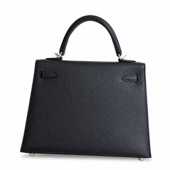 Hermès Kelly Sellier 25 Noir Epsom Calf Leather Palladium Hardware