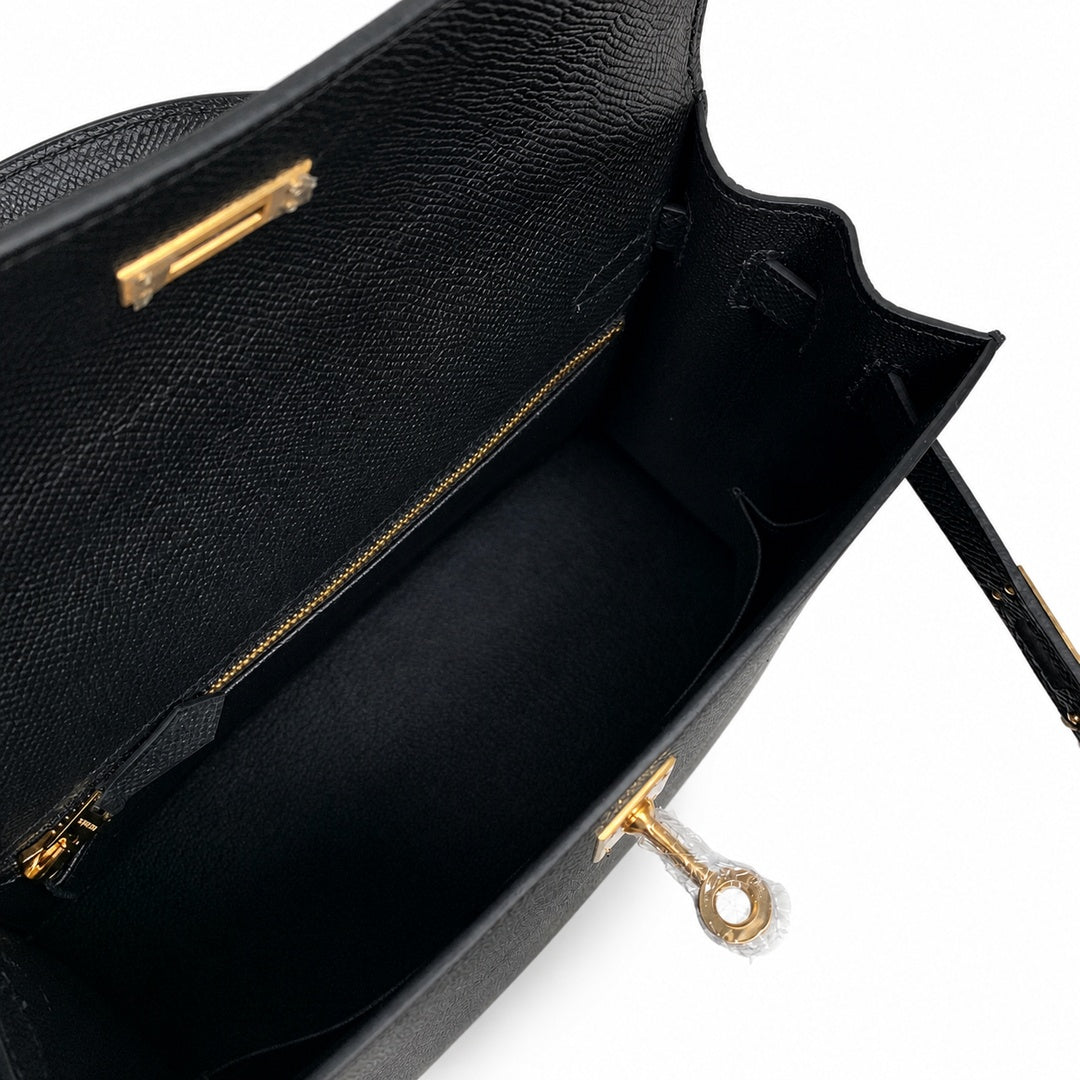 Hermès Kelly Sellier 25cm Noir Epsom Calf Leather Gold Hardware