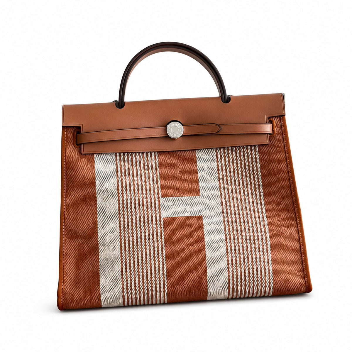Hermès Herbag Zip 31 Vache Hunter / Toile H Vibration Fauve / Ecru-Beige