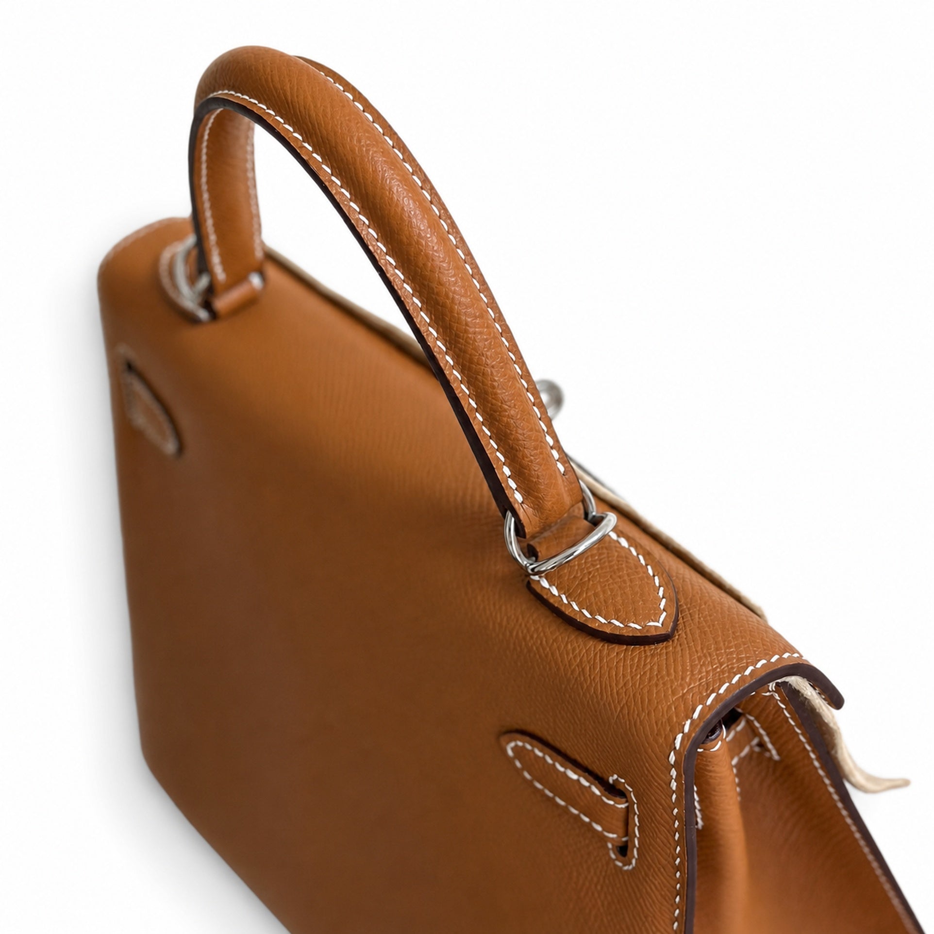 Hermès Kelly Sellier 25 Alezan Epsom Calf Leather Palladium Hardware