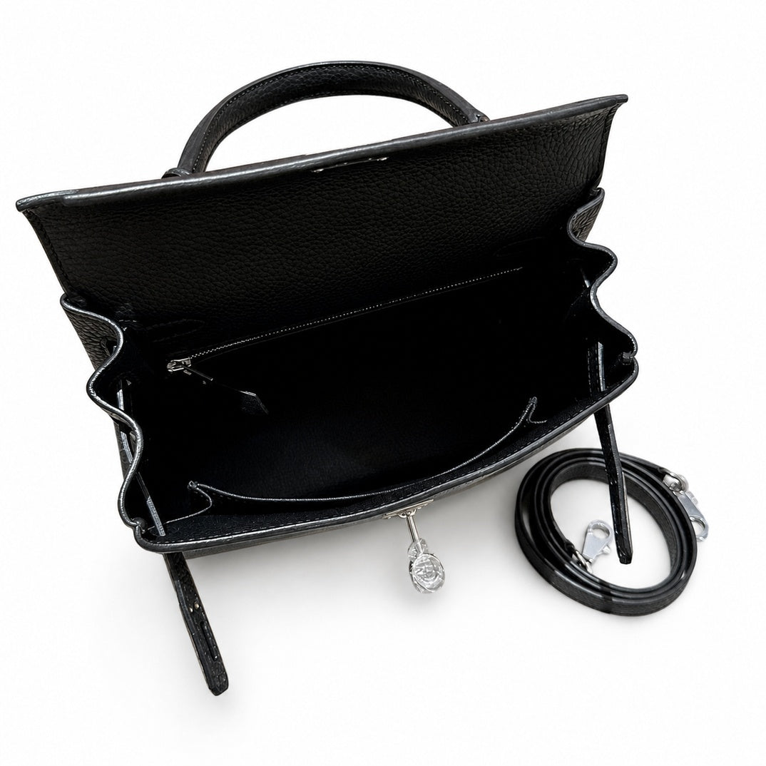 Hermès Kelly Retourne 25 Noir Togo Calf Leather Palladium Hardware