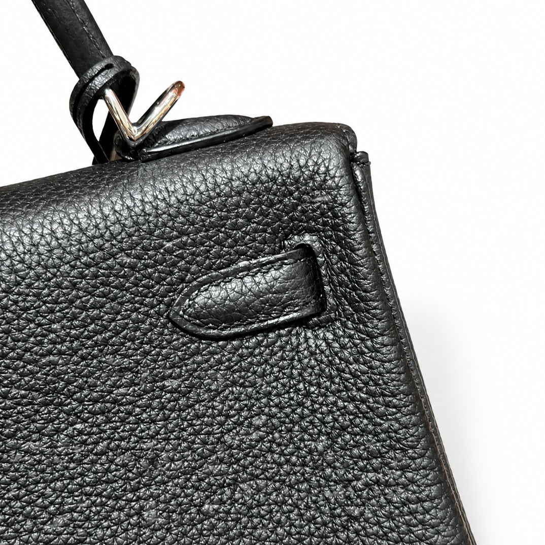 Hermès Kelly Retourne 25 Noir Togo Calf Leather Palladium Hardware