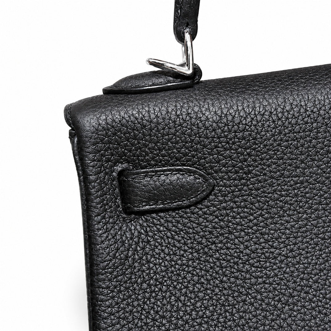 Hermès Kelly Retourne 25 Noir Togo Calf Leather Palladium Hardware