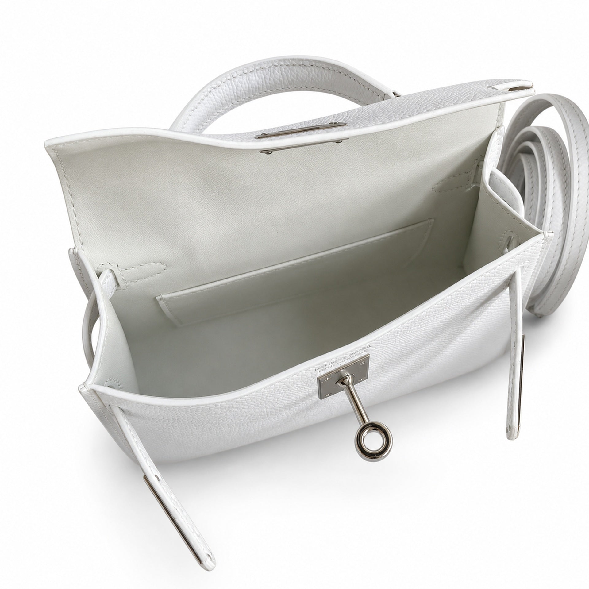 Hermès Kelly Sellier 19 Blanc Epsom Palladium Hardware