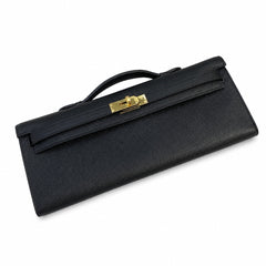 Hermès Kelly Cut Noir Epsom Gold Hardware