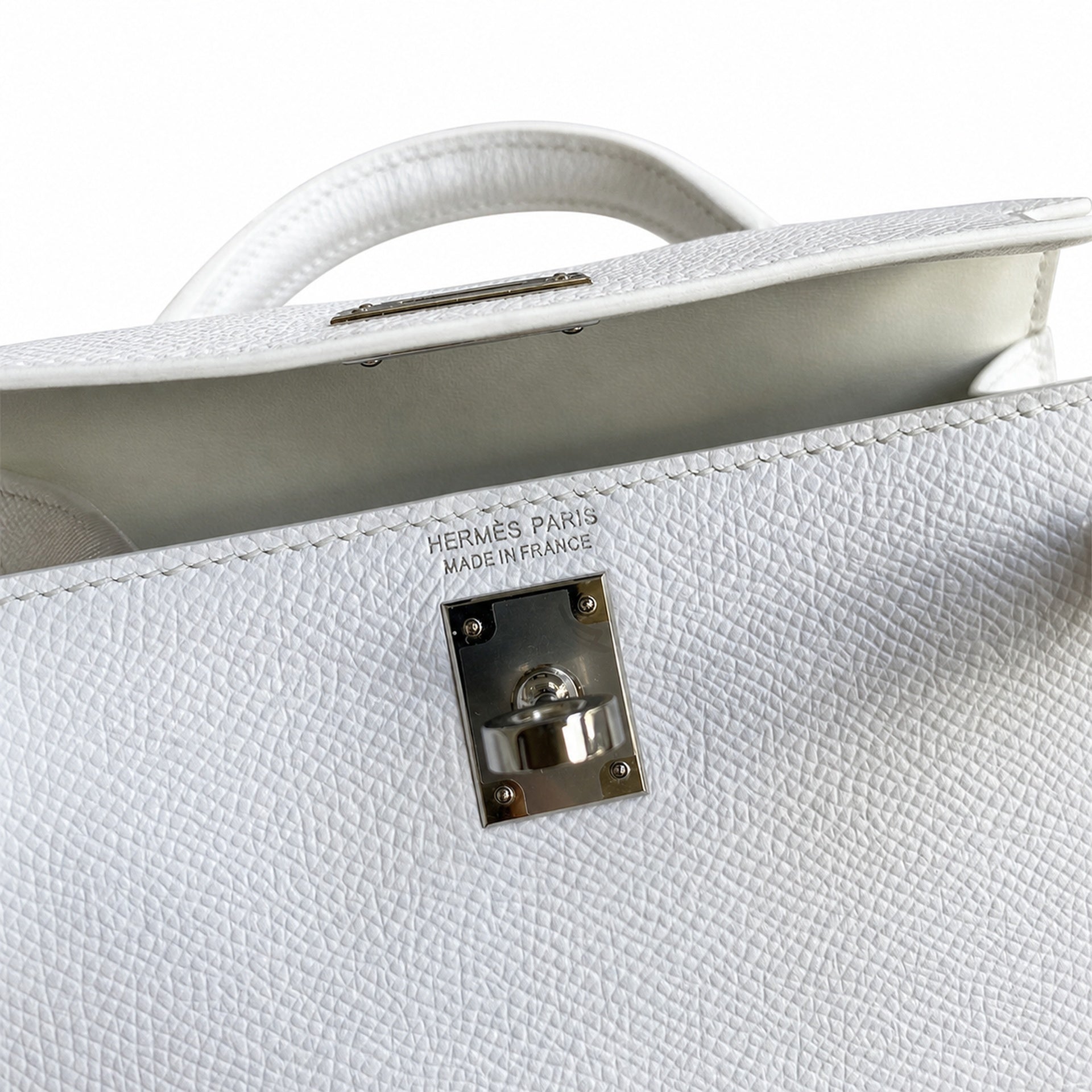 Hermès Kelly Sellier 19 Blanc Epsom Palladium Hardware