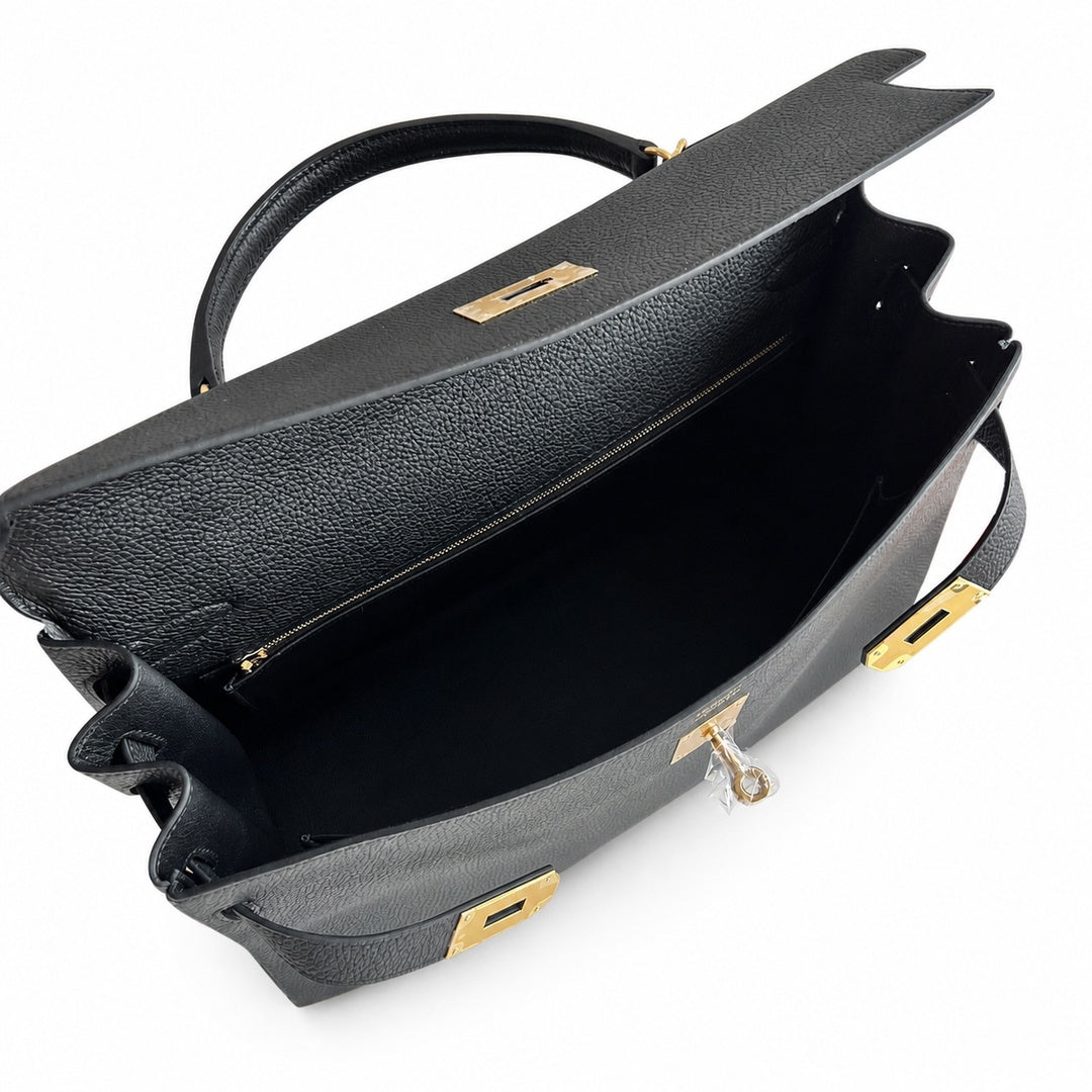 Hermès Kelly Sellier 28 Noir Togo Calf Leather Gold Hardware