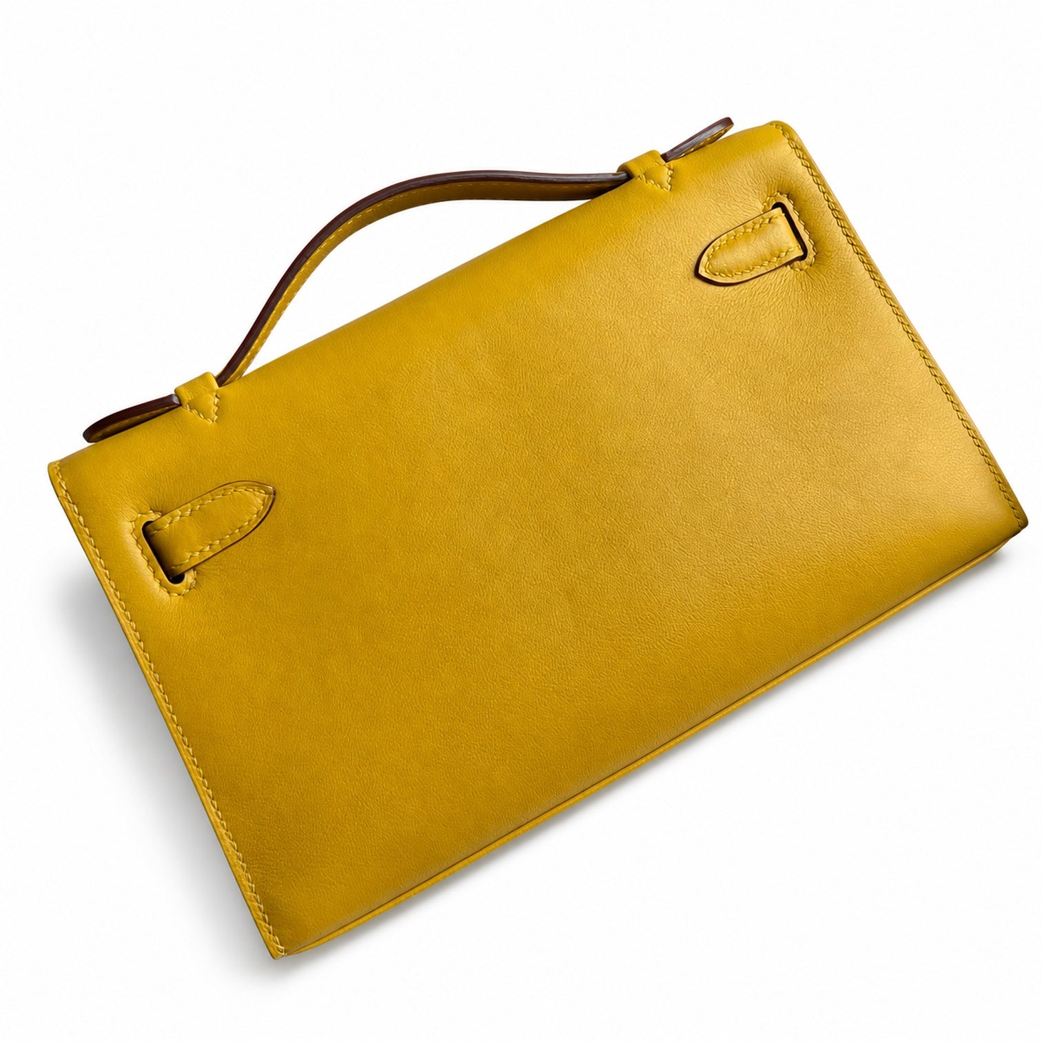 Hermès Kelly Pochette 22 9D Amber Yellow Swift Palladium Hardware