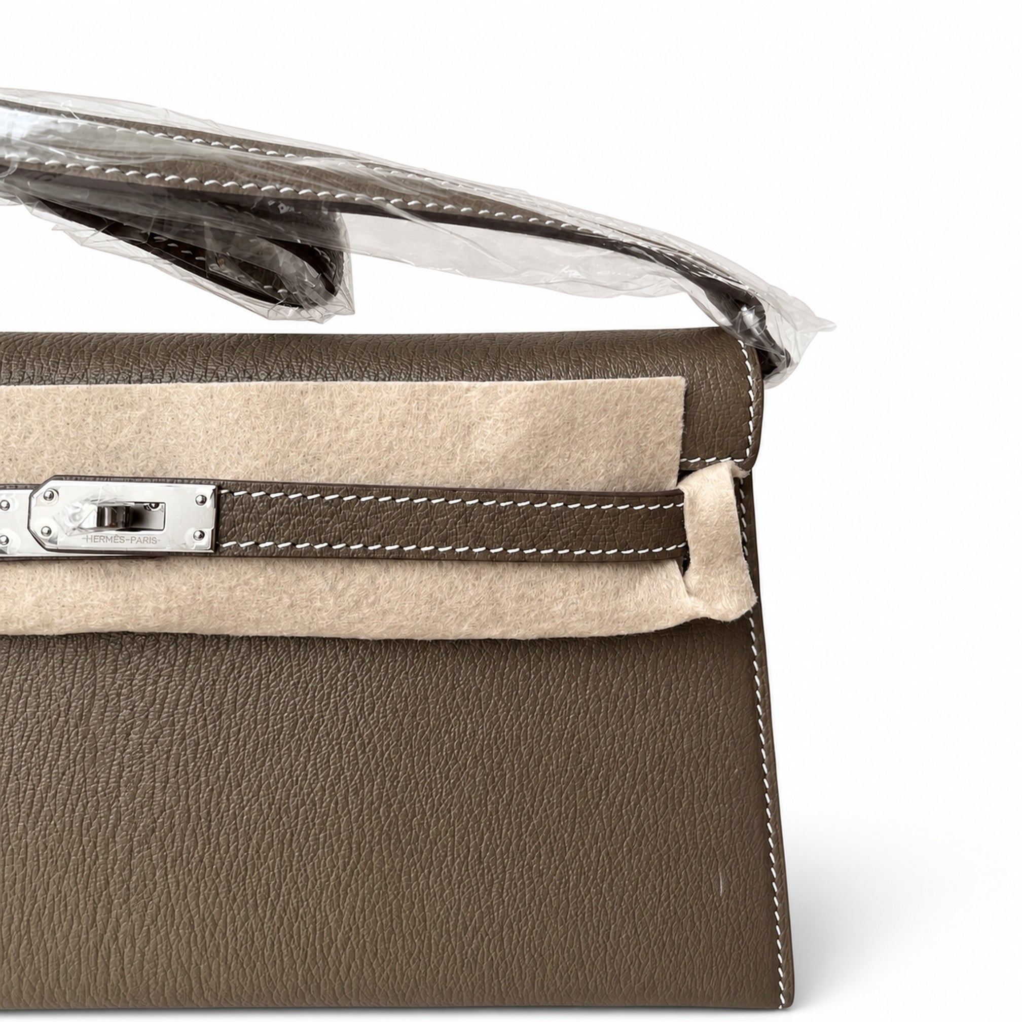 Hermès Kelly Shoulder Two-Tone Etoupe & Craie Epsom Palladium Hardware