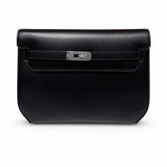 Hermès Kelly Dépêches 25 Noir Box Calf Leather Palladium Hardware