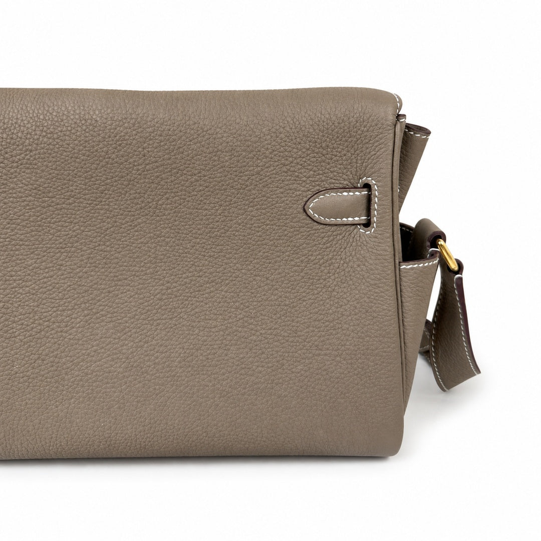 Kelly Messenger PM 27 Veau Togo, Élephant, Gold Hardware