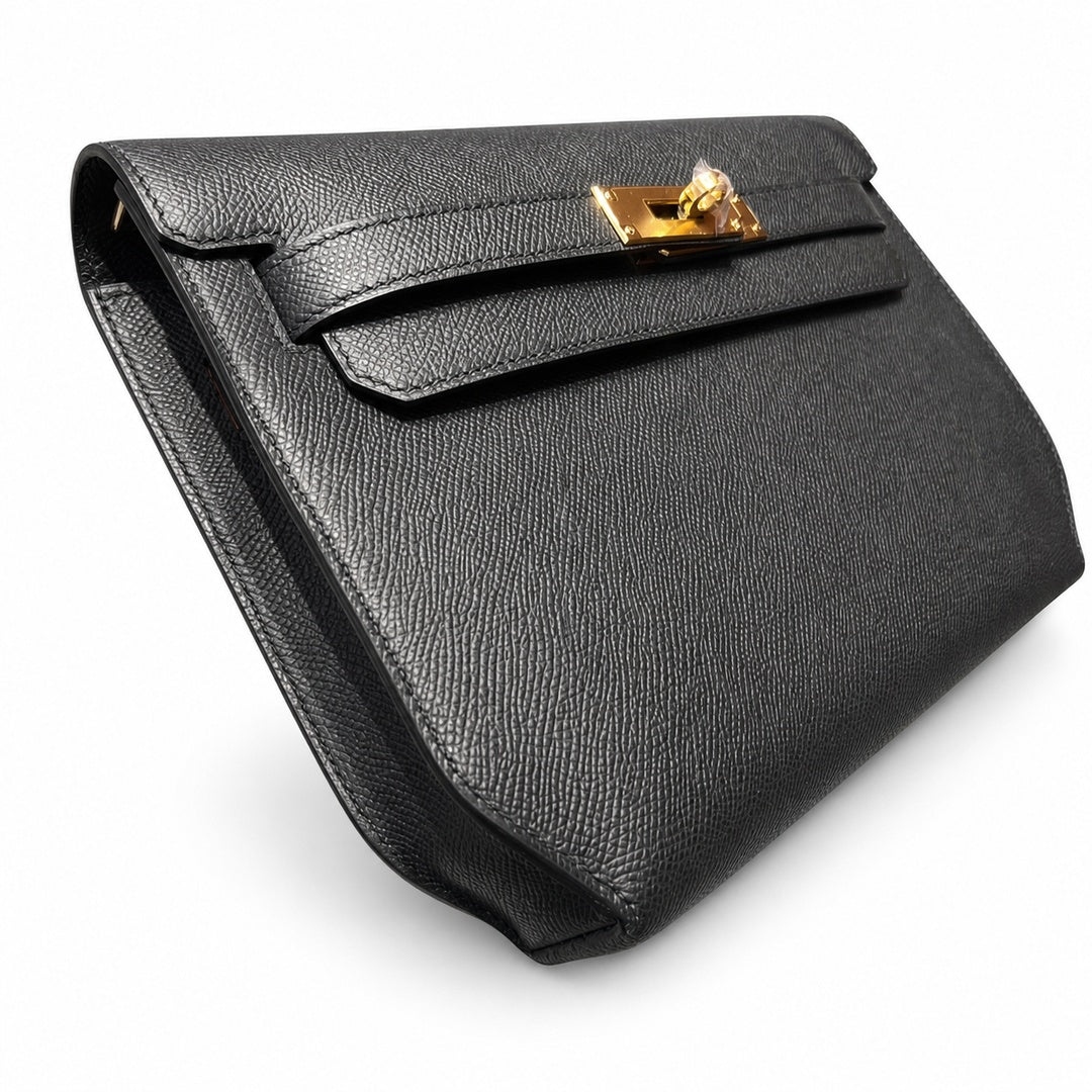 kelly Depeches 25cm Epsom leather  Noir Gold Hardware