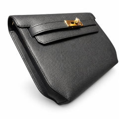 kelly Depeches 25cm Epsom leather  Noir Gold Hardware