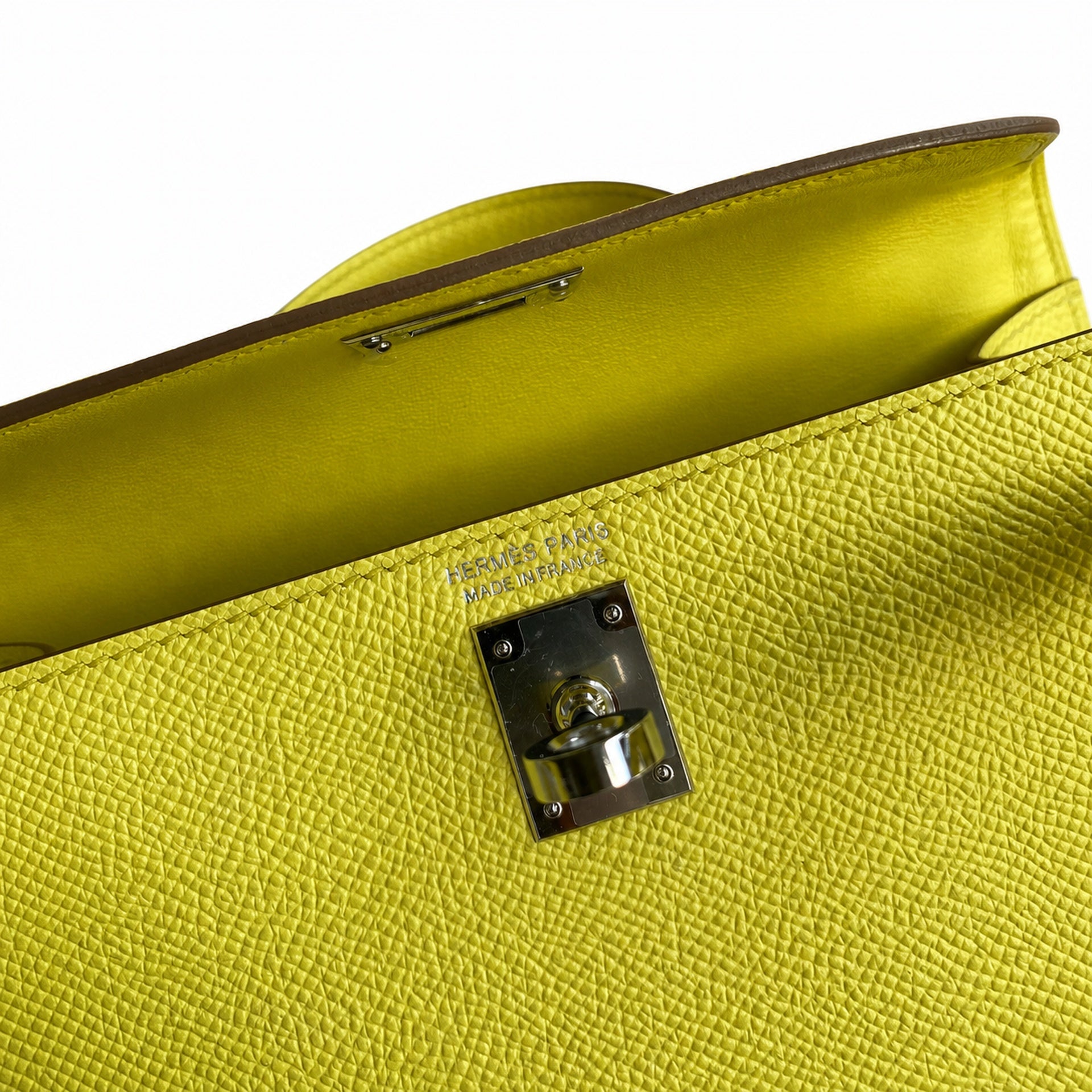 Hermès Kelly Sellier 19 Jaune Citron Epsom Palladium Hardware