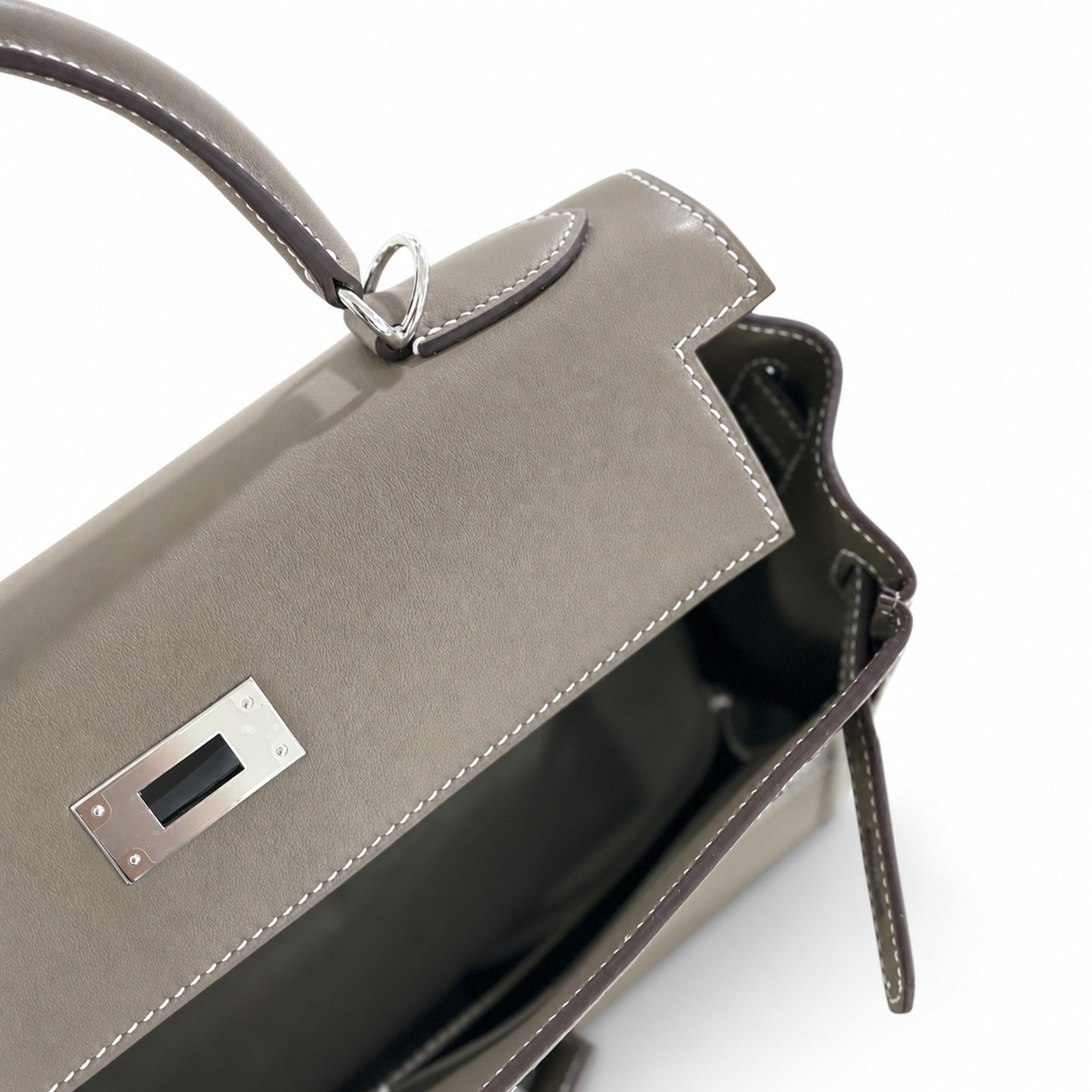 Hermès Kelly Lakis 32 Etoupe Swift Calf Leather Palladium Hardware
