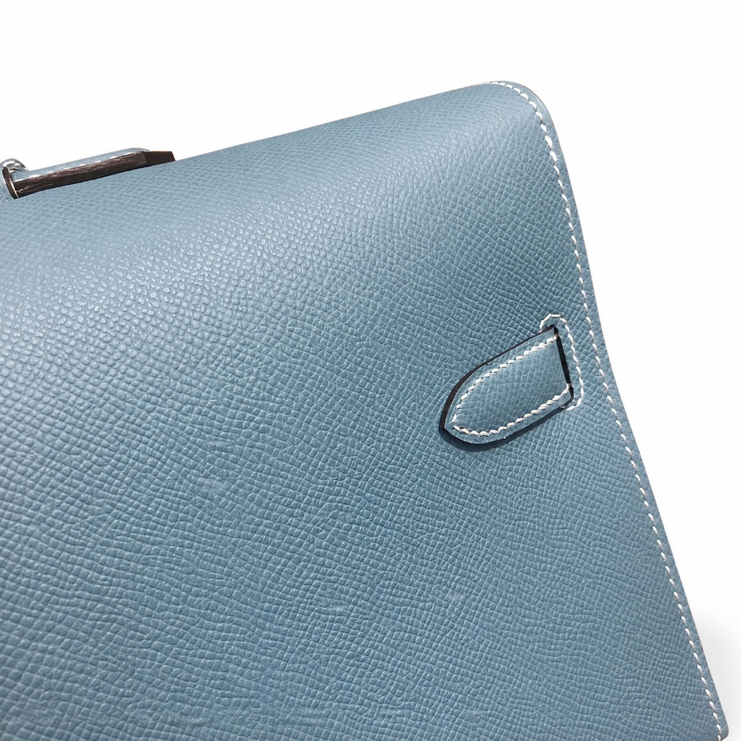 Hermès Kelly Briefcase 38cm Bleu Jean Epsom Calf Leather Palladium Hardware