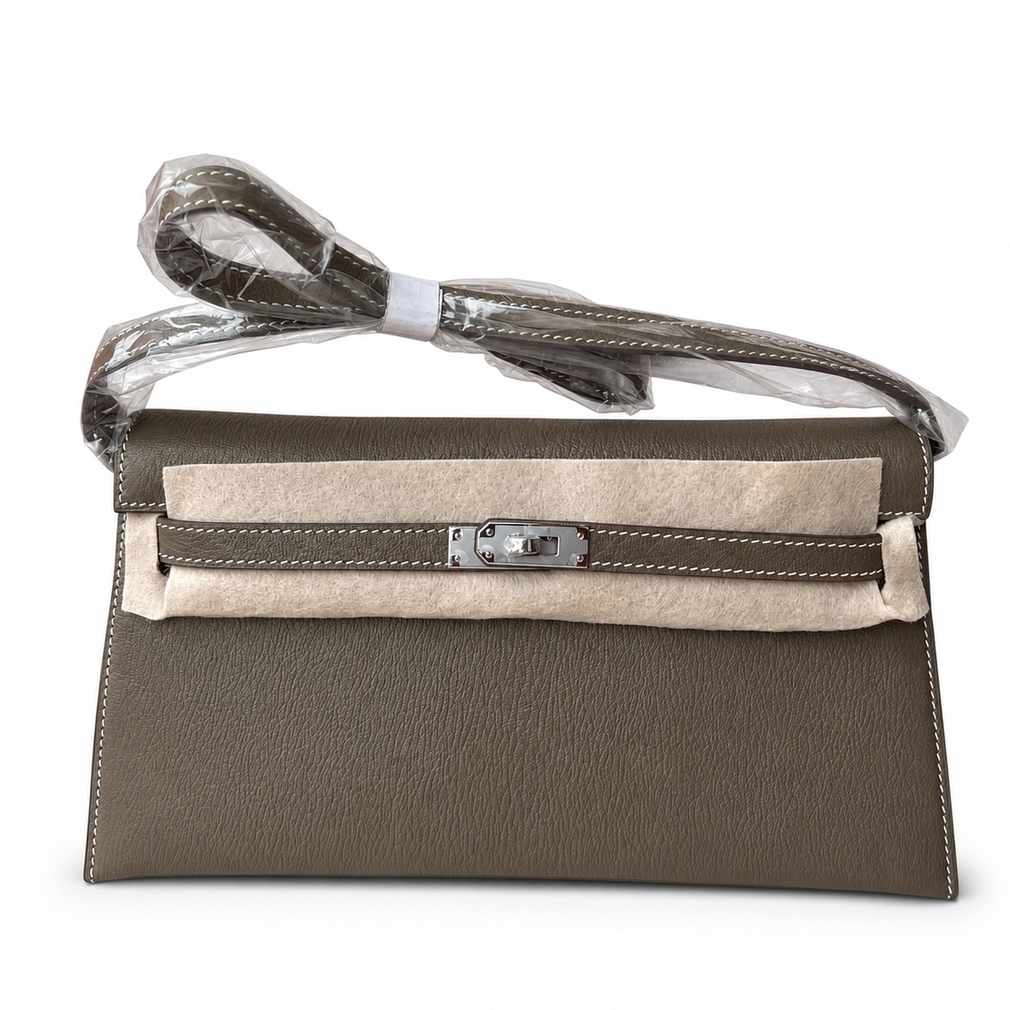 Hermès Kelly Shoulder Two-Tone Etoupe & Craie Epsom Palladium Hardware