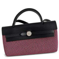 Hermès Herbag Zip 31 Rouge Grenat Mini Grid Toile H / Noir Vache Hunter Leather Palladium Hardware