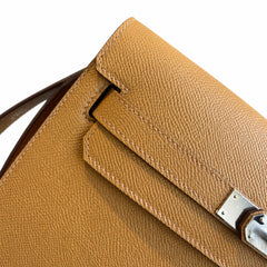 Hermès Kelly Dépêches 25 Fauve Epsom Calf Leather Palladium Hardware