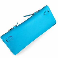 Hermès Kelly Cut 31 Turquoise Swift Palladium Hardware