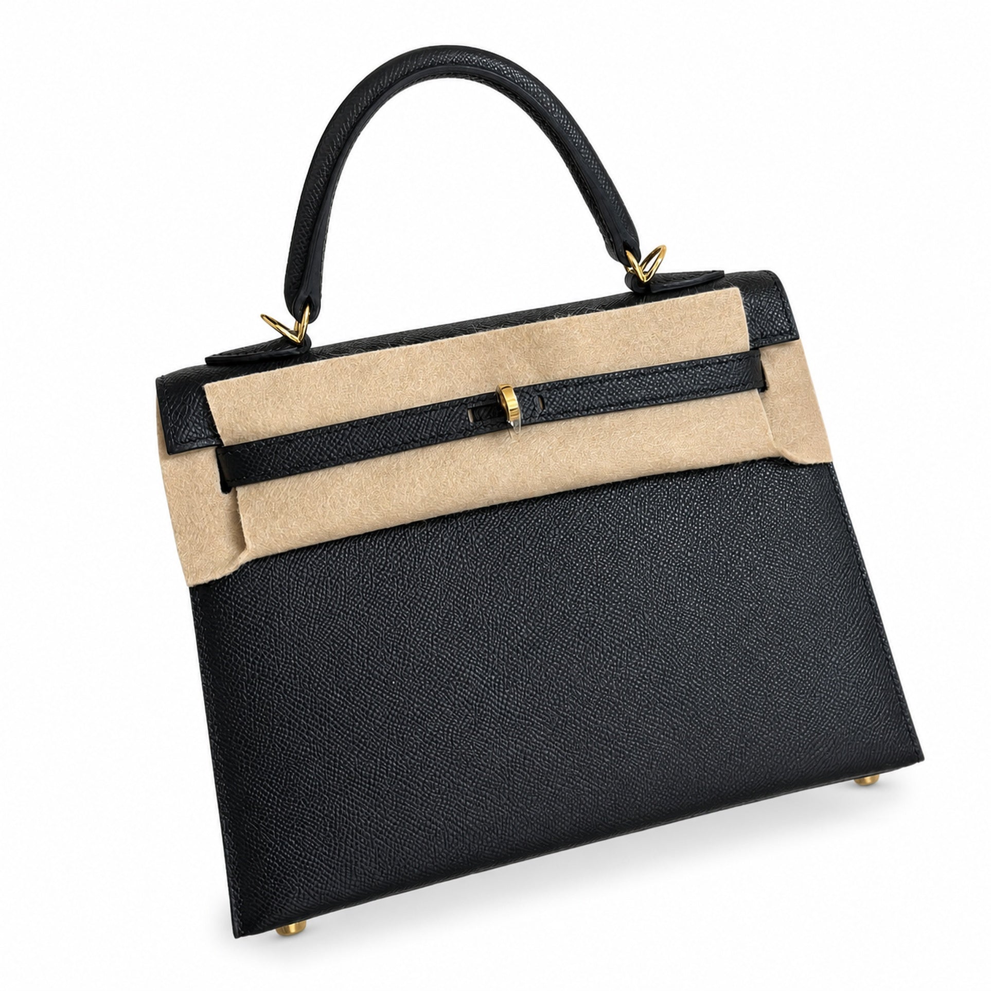 Hermès Kelly Sellier 25 Noir Epsom Calf Leather Palladium Hardware