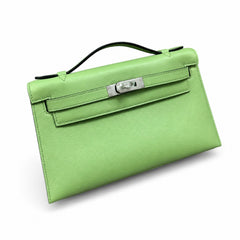 Hermès Kelly Pochette 22 U4 Vert Vertigo Swift Palladium Hardware
